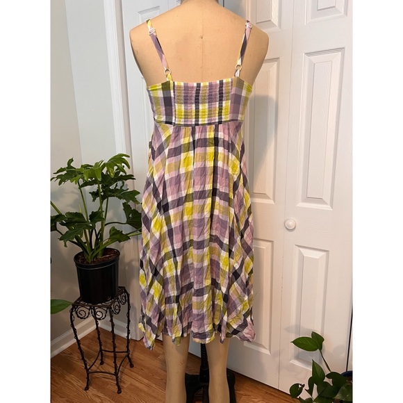 TORRID MULTI PLAID CHALLIS BUTTON FRONT MIDI DRESS SIZE 0 - Picture 4 of 10